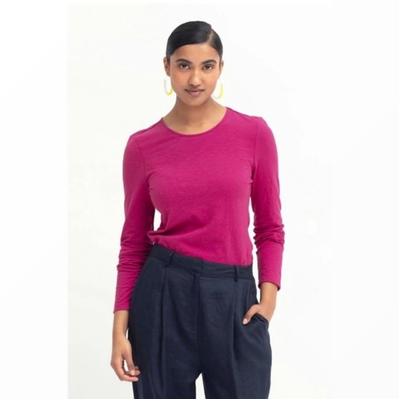 Banana Republic Silk and Cotton Fuchsia Fall Pullover Sweater (S) - Picture 1 of 6